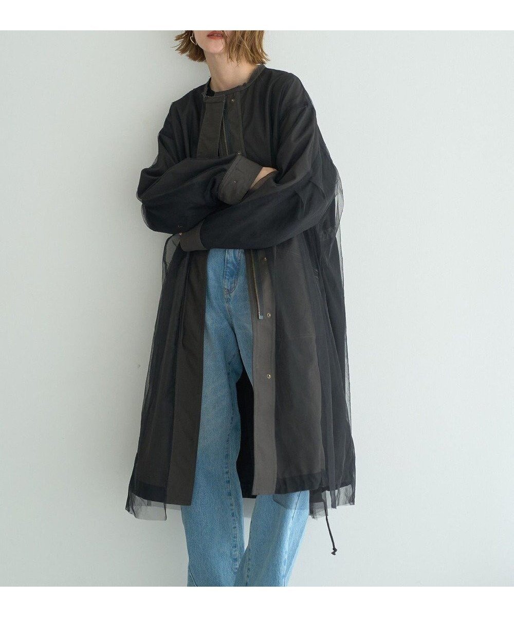 【イェッカ ヴェッカ/YECCA VECCA】の【リバーシブル】2wayミリタリーコート インテリア・キッズ・メンズ・レディースファッション・服の通販 founy(ファニー) 　ファッション　Fashion　レディースファッション　Fashion for Women　アウター　Coat / Outerwear Collection　コート・ロングコート・ピーコート　Long Coats, Peacoats & More　レディースジャケット・軽アウター　Jackets　モッズコート・ミリタリー風アウター　Mods & Field Coats　新作・新入荷　New Arrivals / New In　おすすめ　Recommended / Our Picks　ジャケット　Jacket, Outerwear　スタンド　Stand Collar, Upright Stand　チュール　Tulip, Tulip Motif　フェミニン　Feminine, Girly　ポケット　Pocket, Pocket Detail　ミリタリー　Military, Army Style　モッズコート　Mods Coat, Military Parka　リバーシブル　Reversible, Two-Sided　A/W・秋冬　Autumn/Winter　Charcoal Gray|ID: prp329100004645865 ipo3291000000033532185