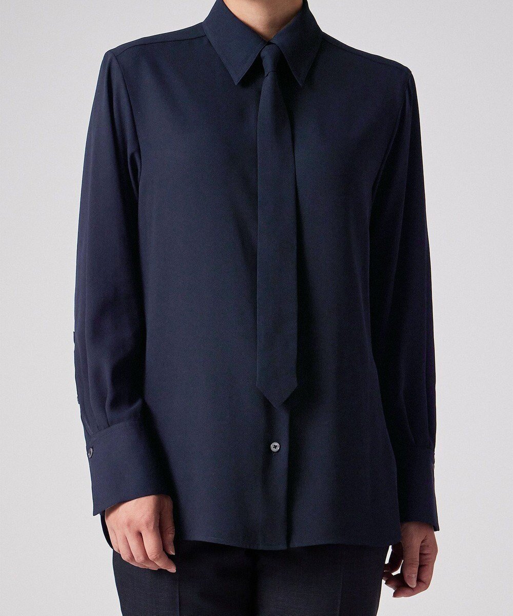 【ポール スミス/Paul Smith】のバックサテンジョーゼット ボウタイブラウス インテリア・キッズ・メンズ・レディースファッション・服の通販 founy(ファニー) 　ファッション　Fashion　レディースファッション　Fashion for Women　トップス・カットソー　Cut & Sew Tops　シャツ・ブラウス・オフィスカジュアル　Elegant Blouses & Button-Ups　おすすめ　Recommended / Our Picks　ジャケット　Jacket, Outerwear　マニッシュ　Mannish, Boyish　エレガント 上品　Elegant　夏　Summer　S/S・春夏　SS, Spring/Summer, Warm Season　A/W・秋冬　Autumn/Winter　ネイビー|ID: prp329100004645909 ipo3291000000033819299
