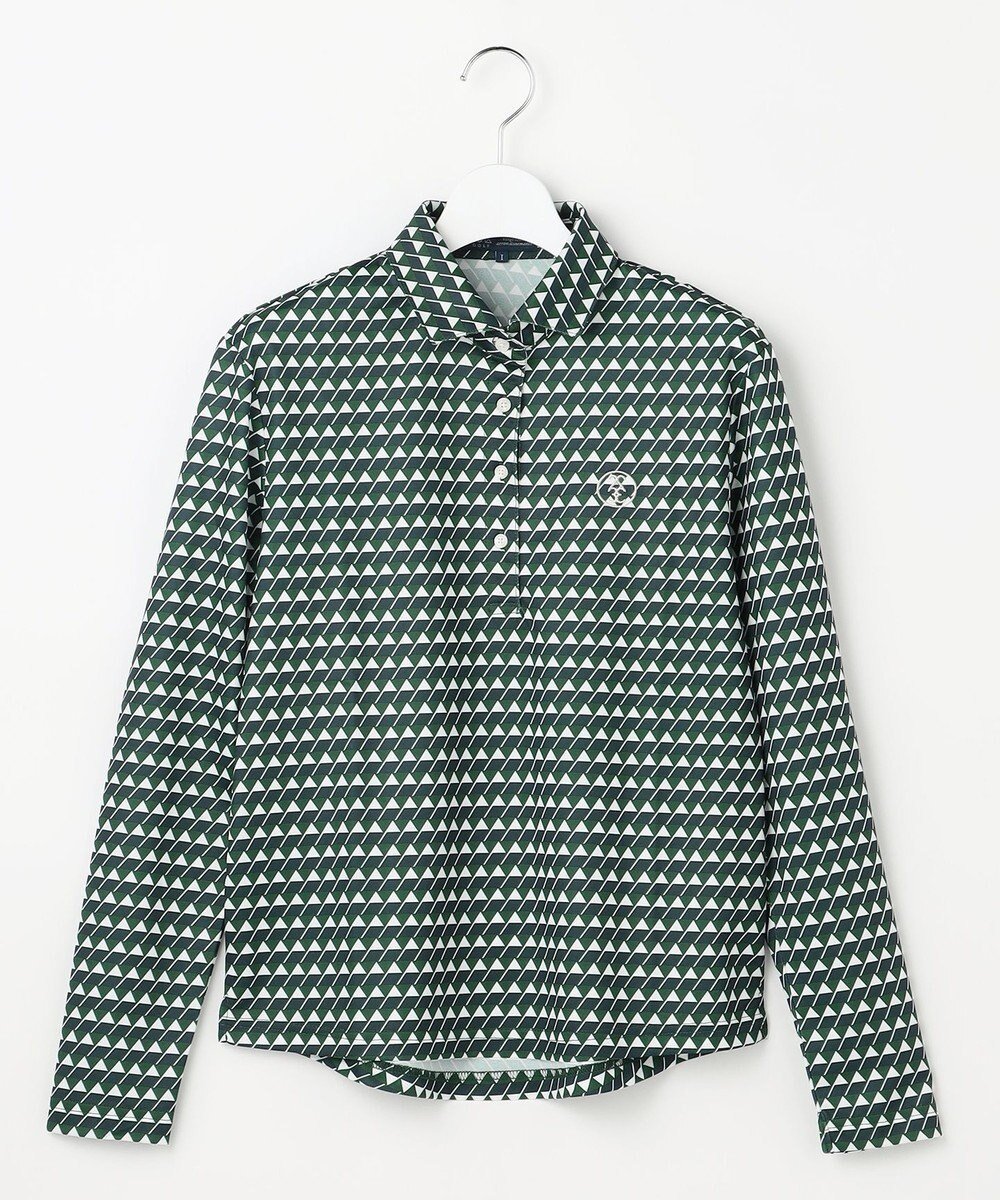 【23区 ゴルフ/NIJYUSANKU GOLF】の【WOMEN】フラッグプリント長袖ポロシャツ インテリア・キッズ・メンズ・レディースファッション・服の通販 founy(ファニー) 　ファッション　Fashion　レディースファッション　Fashion for Women　トップス・カットソー　Cut & Sew Tops　シャツ・ブラウス・オフィスカジュアル　Elegant Blouses & Button-Ups　ポロシャツ・きれいめカジュアル　Smart-Casual Polo Tops　おすすめ　Recommended / Our Picks　ゴルフ　Golf　ストレッチ　Stretch, Stretchy Fabric　プリント　Print, Printed Pattern　ポロシャツ　Polo Shirt, Collared Tee　エレガント 上品　Elegant　吸水　Absorbent, Quick-Dry　無地　Plain, Solid Color　A/W・秋冬　Autumn/Winter　長袖　Long Sleeve, Full Sleeve　ダークグリーン系5|ID: prp329100004645911 ipo3291000000035515354