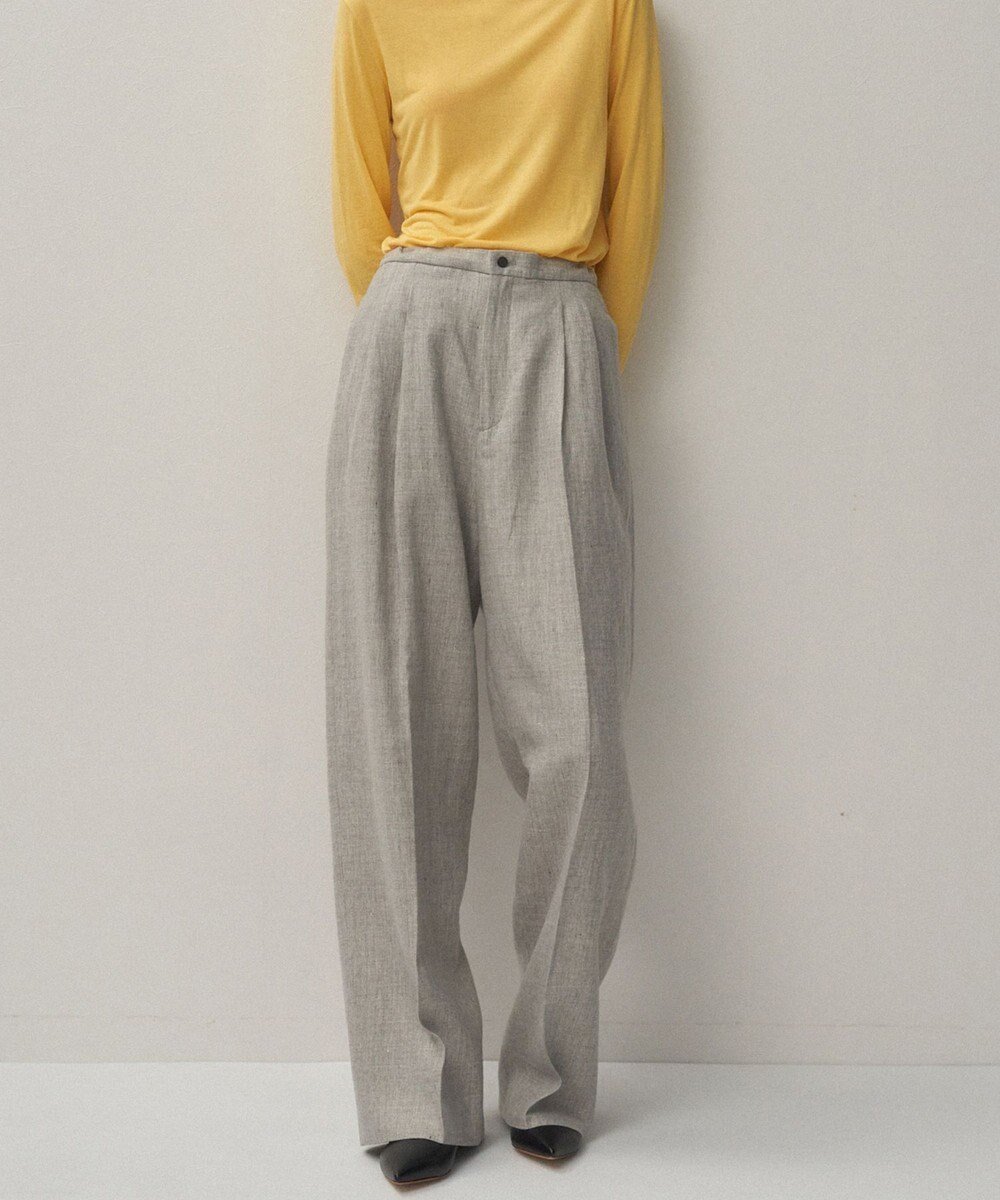 【エイトン/ATON】のLINEN WOOL TWILL タックイージーパンツ インテリア・キッズ・メンズ・レディースファッション・服の通販 founy(ファニー) 　ファッション　Fashion　レディースファッション　Fashion for Women　パンツ　Pants & Trousers　ジャケット　Jacket, Outerwear　ダブル　Double, Double-Breasted　ツイード　Twill, Twill Weave　テーパード　Tapered, Tapered Pants　リネン　Linen, Linen Fabric　A/W・秋冬　Autumn/Winter　LIGHT GRAY|ID: prp329100004645945 ipo3291000000033532584