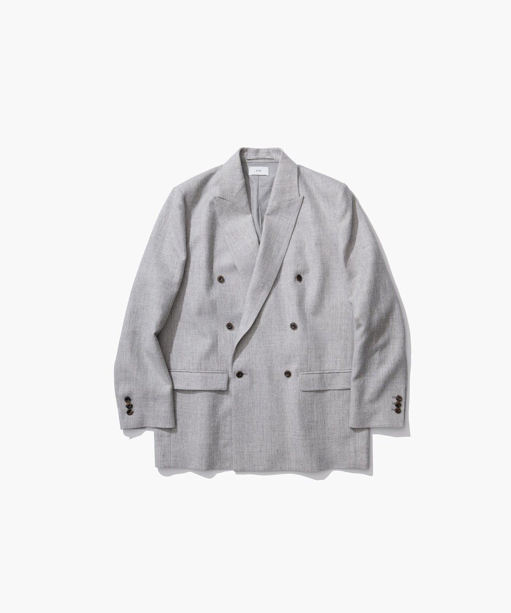 【エイトン/ATON】のLINEN WOOL TWILL ダブルジャケット インテリア・キッズ・メンズ・レディースファッション・服の通販 founy(ファニー) 　ファッション　Fashion　レディースファッション　Fashion for Women　アウター　Coat / Outerwear Collection　レディースジャケット・軽アウター　Jackets　新作・新入荷　New Arrivals / New In　ジャケット　Jacket, Outerwear　ダブル　Double, Double-Breasted　ツイード　Twill, Twill Weave　ボックス　Boxy, Box Shape　リネン　Linen, Linen Fabric　A/W・秋冬　Autumn/Winter　LIGHT GRAY|ID: prp329100004645946 ipo3291000000033532591