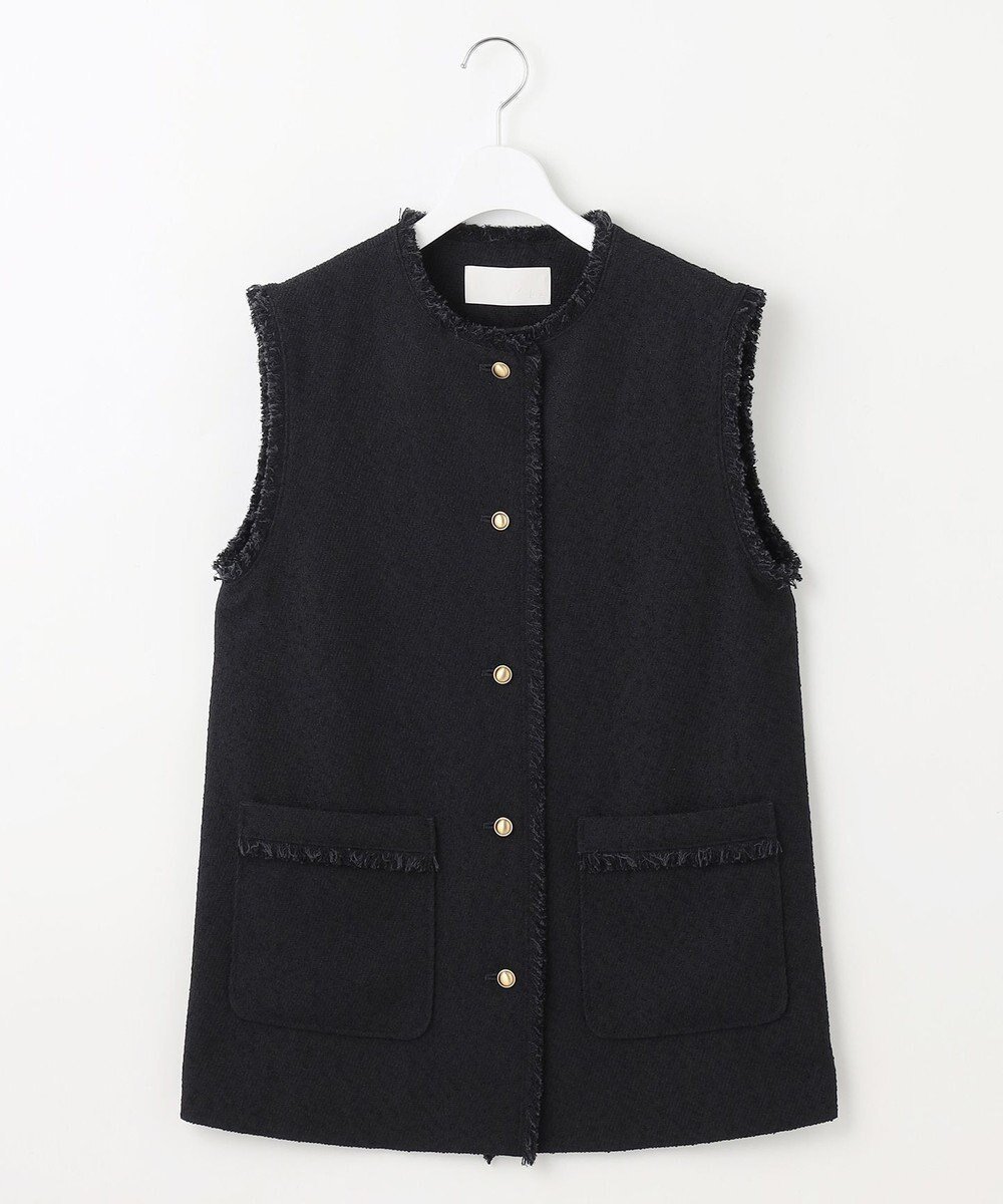【自由区/JIYU-KU】のブライトリングツイード ジレ インテリア・キッズ・メンズ・レディースファッション・服の通販 founy(ファニー) 　ファッション　Fashion　レディースファッション　Fashion for Women　アウター　Coat / Outerwear Collection　トップス・カットソー　Cut & Sew Tops　ベスト&ジレ / 重ね着スタイル　Vests & Gilets　新作・新入荷　New Arrivals / New In　フリンジ　Fringe, Tassel　ベスト　Vest, Waistcoat　ボトム　Bottoms, Lower Wear　リラックス　Relax, Relaxed Fit　ループ　Loop, Loop Knit　夏　Summer　春　Spring　S/S・春夏　SS, Spring/Summer, Warm Season　ネイビー|ID: prp329100004645992 ipo3291000000033532827
