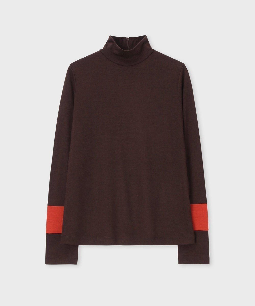 【ポール スミス/Paul Smith】の【洗える】コントラストカラー ハイネック カットソー インテリア・キッズ・メンズ・レディースファッション・服の通販 founy(ファニー) 　ファッション　Fashion　レディースファッション　Fashion for Women　トップス・カットソー　Cut & Sew Tops　シャツ・ブラウス・オフィスカジュアル　Elegant Blouses & Button-Ups　ロングTシャツ・Tシャツ　Longline T-Shirts & Tees　カットソー・ベーシックTシャツ　Cut-and-Sewn Tops / Stretch Tees & Basics　新作・新入荷　New Arrivals / New In　おすすめ　Recommended / Our Picks　カットソー　Cut and Sewn Top　ジャケット　Jacket, Outerwear　ハイネック　High Neck, Mock Neck　ベスト　Vest, Waistcoat　リラックス　Relax, Relaxed Fit　夏　Summer　S/S・春夏　SS, Spring/Summer, Warm Season　洗える　Machine Washable　A/W・秋冬　Autumn/Winter　チョコレートブラウン|ID: prp329100004646784 ipo3291000000033542016