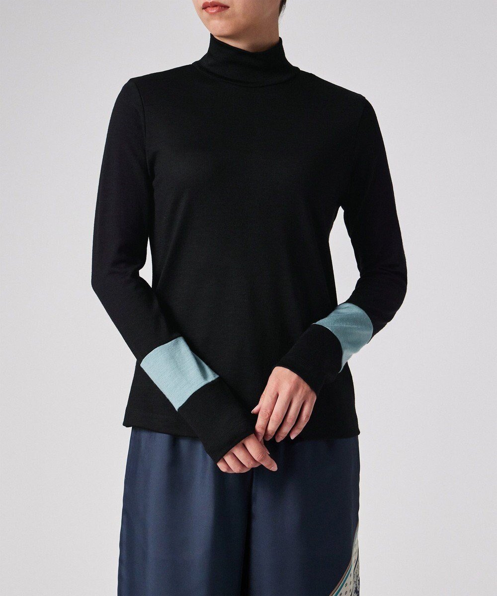 【ポール スミス/Paul Smith】の【洗える】コントラストカラー ハイネック カットソー インテリア・キッズ・メンズ・レディースファッション・服の通販 founy(ファニー) 　ファッション　Fashion　レディースファッション　Fashion for Women　トップス・カットソー　Cut & Sew Tops　シャツ・ブラウス・オフィスカジュアル　Elegant Blouses & Button-Ups　ロングTシャツ・Tシャツ　Longline T-Shirts & Tees　カットソー・ベーシックTシャツ　Cut-and-Sewn Tops / Stretch Tees & Basics　おすすめ　Recommended / Our Picks　カットソー　Cut and Sewn Top　ジャケット　Jacket, Outerwear　ハイネック　High Neck, Mock Neck　ベスト　Vest, Waistcoat　リラックス　Relax, Relaxed Fit　夏　Summer　S/S・春夏　SS, Spring/Summer, Warm Season　洗える　Machine Washable　A/W・秋冬　Autumn/Winter　ブラック|ID: prp329100004646784 ipo3291000000033860796