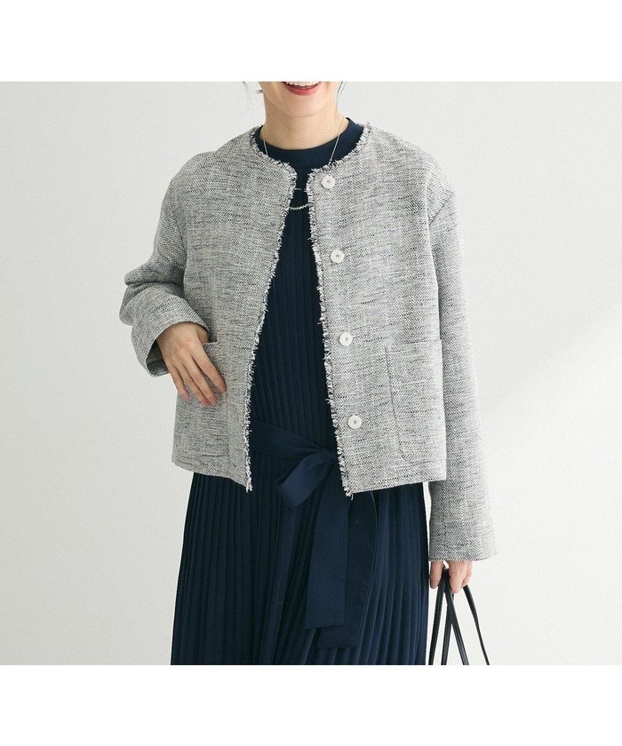 【グリーンパークス/Green Parks】のef-de ツイードノーカラージャケット インテリア・キッズ・メンズ・レディースファッション・服の通販 founy(ファニー) https://founy.com/ ファッション Fashion レディースファッション Fashion for Women アウター Coat / Outerwear Collection レディースジャケット・軽アウター Jackets ノーカラージャケット / シンプル上品コーデ Collarless Jackets コンパクト Compact, Small Size ジャケット Jacket, Outerwear フロント Front, Front Design ポケット Pocket, Pocket Detail A/W・秋冬 Autumn/Winter S/S・春夏 SS, Spring/Summer, Warm Season 夏 Summer エレガント 上品 Elegant |ID: prp329100004646800 ipo3291000000033542574
