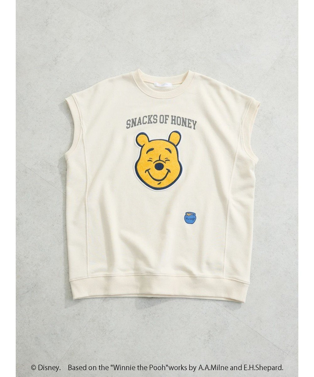 【グリーンパークス/Green Parks】のWinnie the Pooh/ノースリーブベスト インテリア・キッズ・メンズ・レディースファッション・服の通販 founy(ファニー) 　ファッション　Fashion　レディースファッション　Fashion for Women　アウター　Coat / Outerwear Collection　トップス・カットソー　Cut & Sew Tops　キャミソール&ノースリーブ　Camisoles & Sleeveless Tops　シャツ・ブラウス・オフィスカジュアル　Elegant Blouses & Button-Ups　ロングTシャツ・Tシャツ　Longline T-Shirts & Tees　ベスト&ジレ / 重ね着スタイル　Vests & Gilets　カットソー・ベーシックTシャツ　Cut-and-Sewn Tops / Stretch Tees & Basics　カットソー　Cut and Sewn Top　キャラクター　Character, Licensed Characters　ノースリーブ　Sleeveless, No-Sleeve　フロント　Front, Front Design　ベスト　Vest, Waistcoat　ポケット　Pocket, Pocket Detail　夏　Summer　春　Spring　S/S・春夏　SS, Spring/Summer, Warm Season　Ivory|ID: prp329100004646803 ipo3291000000033684340