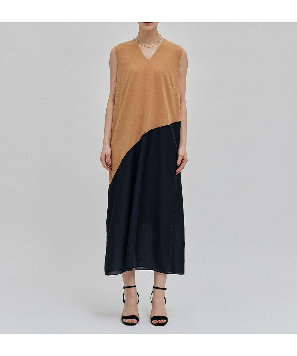 【ベイジ,/BEIGE,】のARAZY / Vネックワンピース インテリア・キッズ・メンズ・レディースファッション・服の通販 founy(ファニー) 　ファッション　Fashion　レディースファッション　Fashion for Women　ワンピース　Dresses　おすすめ　Recommended / Our Picks　エレガント 上品　Elegant　カーディガン　Cardigan, Knitwear　ジャケット　Jacket, Outerwear　ストレッチ　Stretch, Stretchy Fabric　ドレス　Dress, One-Piece　フォーマル　Formal, Dressy　夏　Summer　春　Spring　S/S・春夏　SS, Spring/Summer, Warm Season　Camel×Navy|ID: prp329100004646845 ipo3291000000033543335