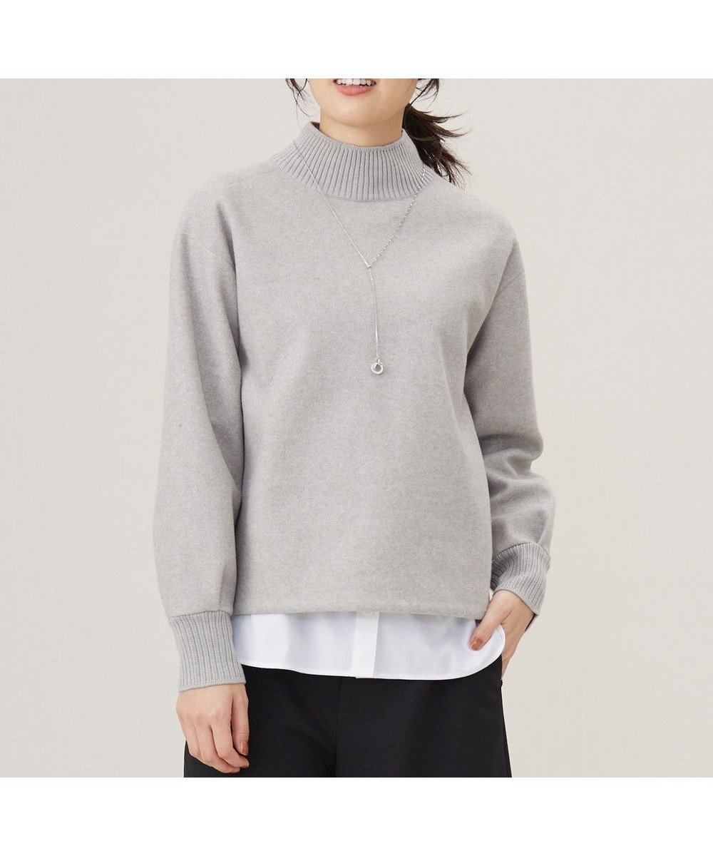 【ジェイ プレス/J.PRESS】の【WEB限定カラーあり】ニードルパンチ カットソー インテリア・キッズ・メンズ・レディースファッション・服の通販 founy(ファニー) 　ファッション　Fashion　レディースファッション　Fashion for Women　トップス・カットソー　Cut & Sew Tops　シャツ・ブラウス・オフィスカジュアル　Elegant Blouses & Button-Ups　ロングTシャツ・Tシャツ　Longline T-Shirts & Tees　カットソー・ベーシックTシャツ　Cut-and-Sewn Tops / Stretch Tees & Basics　インナー　Innerwear　ウォーム　Warm Fabric　カットソー　Cut and Sewn Top　軽量　Lightweight, Ultra Light　スリット　Slit, Slit Detail　スリーブ　Sleeve, Long Sleeve / Short Sleeve　ドッキング　Docking, Mixed Material　ハイネック　High Neck, Mock Neck　フラット　Flat, Flat Shoes　リブニット　Rib Knit, Ribbed Knit　ロング　Long, Long-Length　A/W・秋冬　Autumn/Winter　エレガント 上品　Elegant　ライトグレー系|ID: prp329100004646848 ipo3291000000033711301