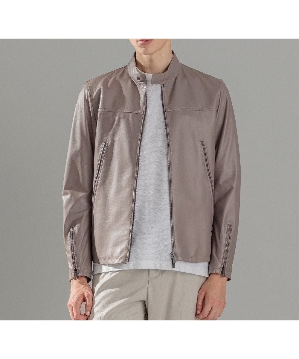 【ジョゼフ オム/JOSEPH HOMME / MEN】のライトラムナッパ レザー シングルライダース インテリア・キッズ・メンズ・レディースファッション・服の通販 founy(ファニー) 　ファッション　Fashion　メンズファッション　Fashion for Men　アウター　Men's Coats Outerwear　イタリア　Italy　シンプル　Simple, Minimal　ジップ　Zip, Zipper　ジャケット　Jacket, Outerwear　スラックス　Slacks, Dress Pants　デニム　Denim, Jeans Material　フロント　Front, Front Design　ポケット　Pocket, Pocket Detail　ライダースジャケット　Riders, Biker Jacket　A/W・秋冬　Autumn/Winter　S/S・春夏　SS, Spring/Summer, Warm Season　夏　Summer　ベージュ系|ID: prp329100004647777 ipo3291000000033973760