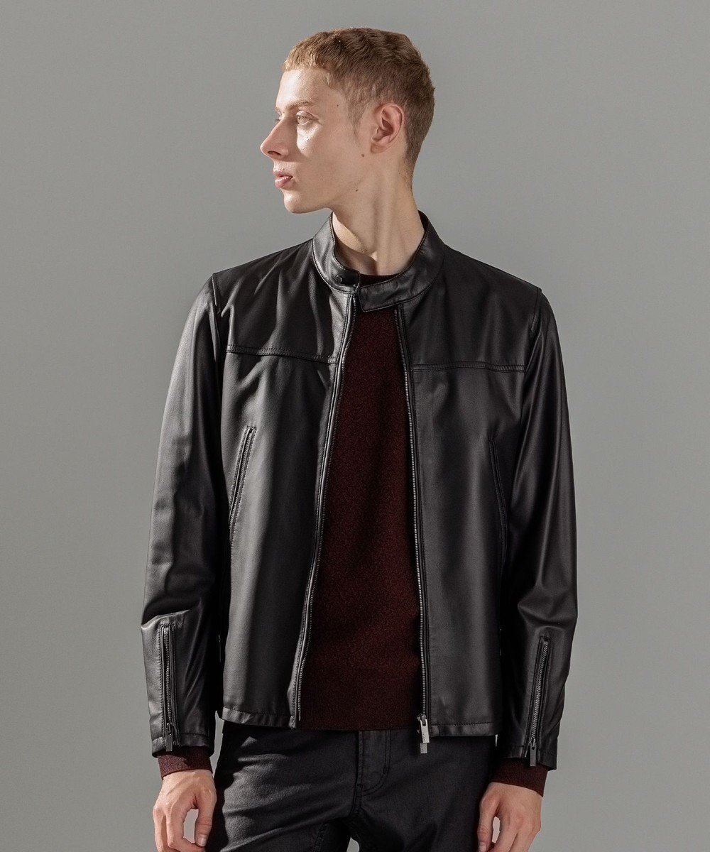 【ジョゼフ オム/JOSEPH HOMME / MEN】のライトラムナッパ レザー シングルライダース インテリア・キッズ・メンズ・レディースファッション・服の通販 founy(ファニー) 　ファッション　Fashion　メンズファッション　Fashion for Men　アウター　Men's Coats Outerwear　イタリア　Italy　シンプル　Simple, Minimal　ジップ　Zip, Zipper　ジャケット　Jacket, Outerwear　スラックス　Slacks, Dress Pants　デニム　Denim, Jeans Material　フロント　Front, Front Design　ポケット　Pocket, Pocket Detail　ライダースジャケット　Riders, Biker Jacket　A/W・秋冬　Autumn/Winter　S/S・春夏　SS, Spring/Summer, Warm Season　夏　Summer　ブラック系|ID: prp329100004647777 ipo3291000000033973761