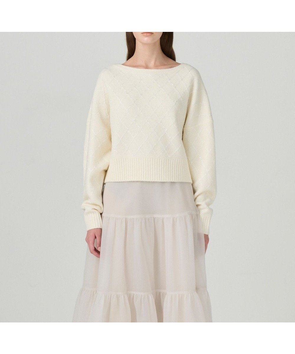 【グレース コンチネンタル/GRACE CONTINENTAL】のスパークルニットトップ 人気、トレンドファッション・服の通販 founy(ファニー) 　ファッション　Fashion　レディースファッション　Fashion for Women　トップス・カットソー　Cut & Sew Tops　ニット　Knit Tops & Sweaters　キルティング　Quilted, Quilting　スパンコール　Sequins, Sequin Embellishment　セーター　Sweater, Knitwear　デコルテ　Décolleté, Neckline　リュクス　Luxury, Elegant, High-End, Chic　ロング　Long, Long-Length　ワイド　Wide, Wide Fit　エレガント 上品　Elegant　A/W・秋冬　Autumn/Winter　 other-1|ID: prp329100004647805 ipo3291000000033552412
