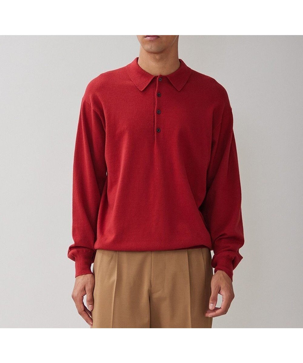 【アンフィーロ/UNFILO / MEN】のライトウォーム ニットポロ インテリア・キッズ・メンズ・レディースファッション・服の通販 founy(ファニー) ファッション Fashion メンズファッション Fashion for Men トップス・カットソー Cut & Sew Tops ニット・セーター / 定番トップス Knit Tops & Sweaters ウォーム Warm Fabric セーター Sweater, Knitwear A/W・秋冬 Autumn/Winter レッド|ID: prp329100004648610 ipo3291000000034309929