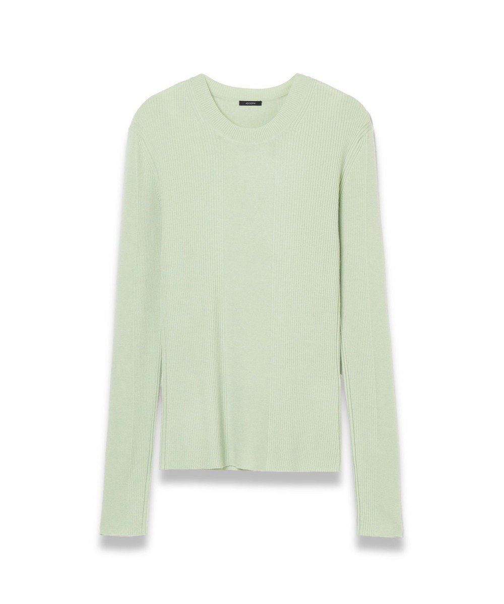 【ジョゼフ/JOSEPH】の【洗える】ファインリブメリノ ラウンドネックニット インテリア・キッズ・メンズ・レディースファッション・服の通販 founy(ファニー) ファッション Fashion レディースファッション Fashion for Women トップス・カットソー Cut & Sew Tops ニット Knit Tops & Sweaters イタリア Italy スリム Slim, Slim Fit セーター Sweater, Knitwear フィット Fit, Slim Fit 夏 Summer 春 Spring S/S・春夏 SS, Spring/Summer, Warm Season 洗える Machine Washable 長袖 Long Sleeve, Full Sleeve Matcha|ID: prp329100004648624 ipo3291000000033564458