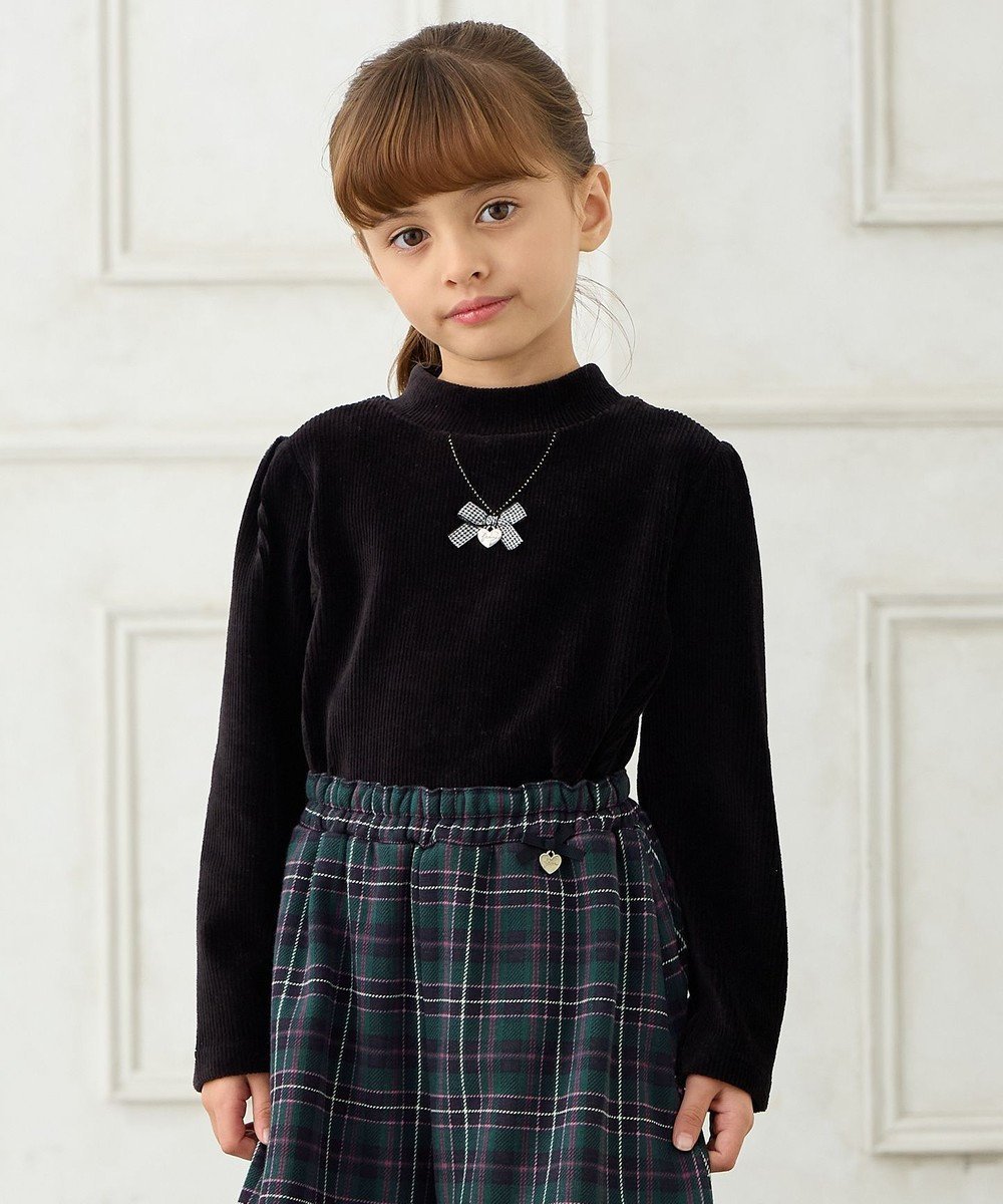 【エニィ/ANY / KIDS】のハイネック長袖カットソー インテリア・キッズ・メンズ・レディースファッション・服の通販 founy(ファニー) 　ファッション　Fashion　キッズファッション　Fashion for Kids　トップス・カットソー　Cut & Sew Tops　インナー　Innerwear　カットソー　Cut and Sewn Top　チャーム　Charm, Pendant　ネックレス　Necklace, Pendant Necklace　長袖　Long Sleeve, Full Sleeve　ハイネック　High Neck, Mock Neck　ポケット　Pocket, Pocket Detail　ラベンダー　Lavender　リボン　Ribbon, Bow　A/W・秋冬　Autumn/Winter　おすすめ　Recommended / Our Picks　エレガント 上品　Elegant　ブラック|ID: prp329100004649194 ipo3291000000034364461