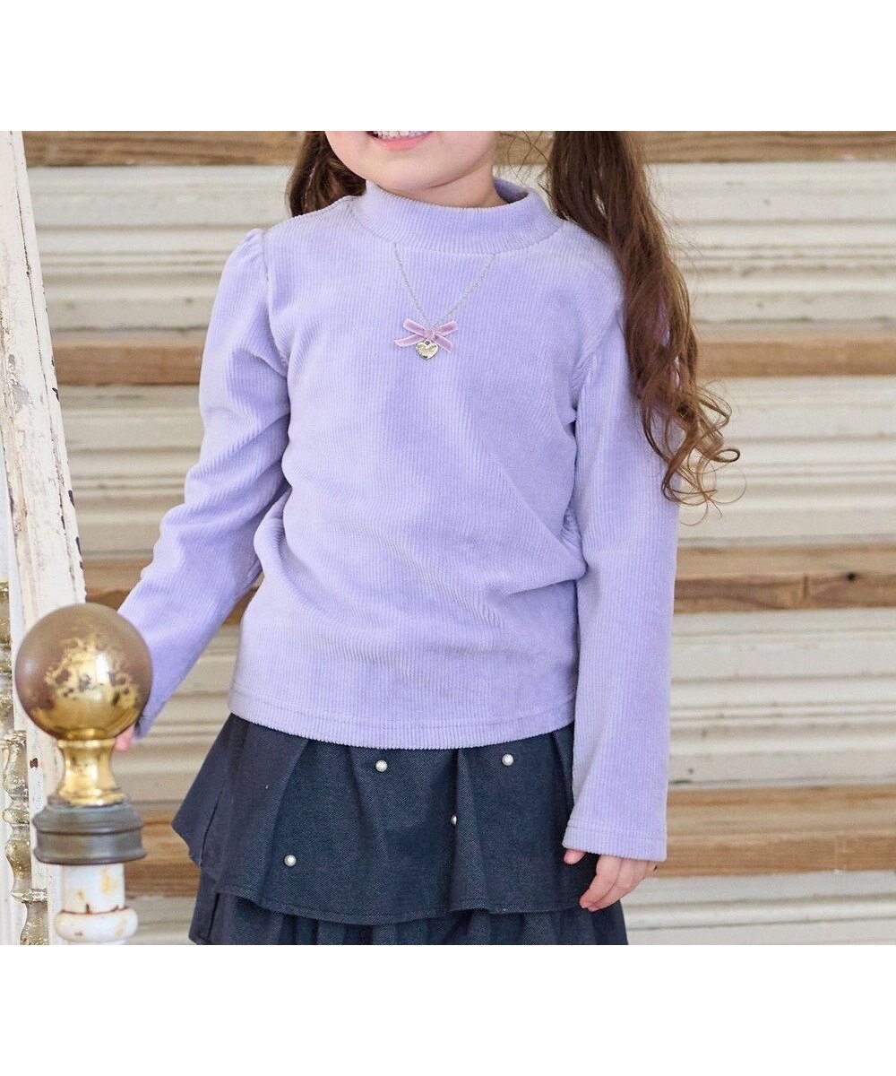 【エニィ/ANY / KIDS】のハイネック長袖カットソー インテリア・キッズ・メンズ・レディースファッション・服の通販 founy(ファニー) 　ファッション　Fashion　キッズファッション　Fashion for Kids　トップス・カットソー　Cut & Sew Tops　インナー　Innerwear　カットソー　Cut and Sewn Top　チャーム　Charm, Pendant　ネックレス　Necklace, Pendant Necklace　長袖　Long Sleeve, Full Sleeve　ハイネック　High Neck, Mock Neck　ポケット　Pocket, Pocket Detail　ラベンダー　Lavender　リボン　Ribbon, Bow　A/W・秋冬　Autumn/Winter　おすすめ　Recommended / Our Picks　エレガント 上品　Elegant　ラベンダー|ID: prp329100004649194 ipo3291000000034364462