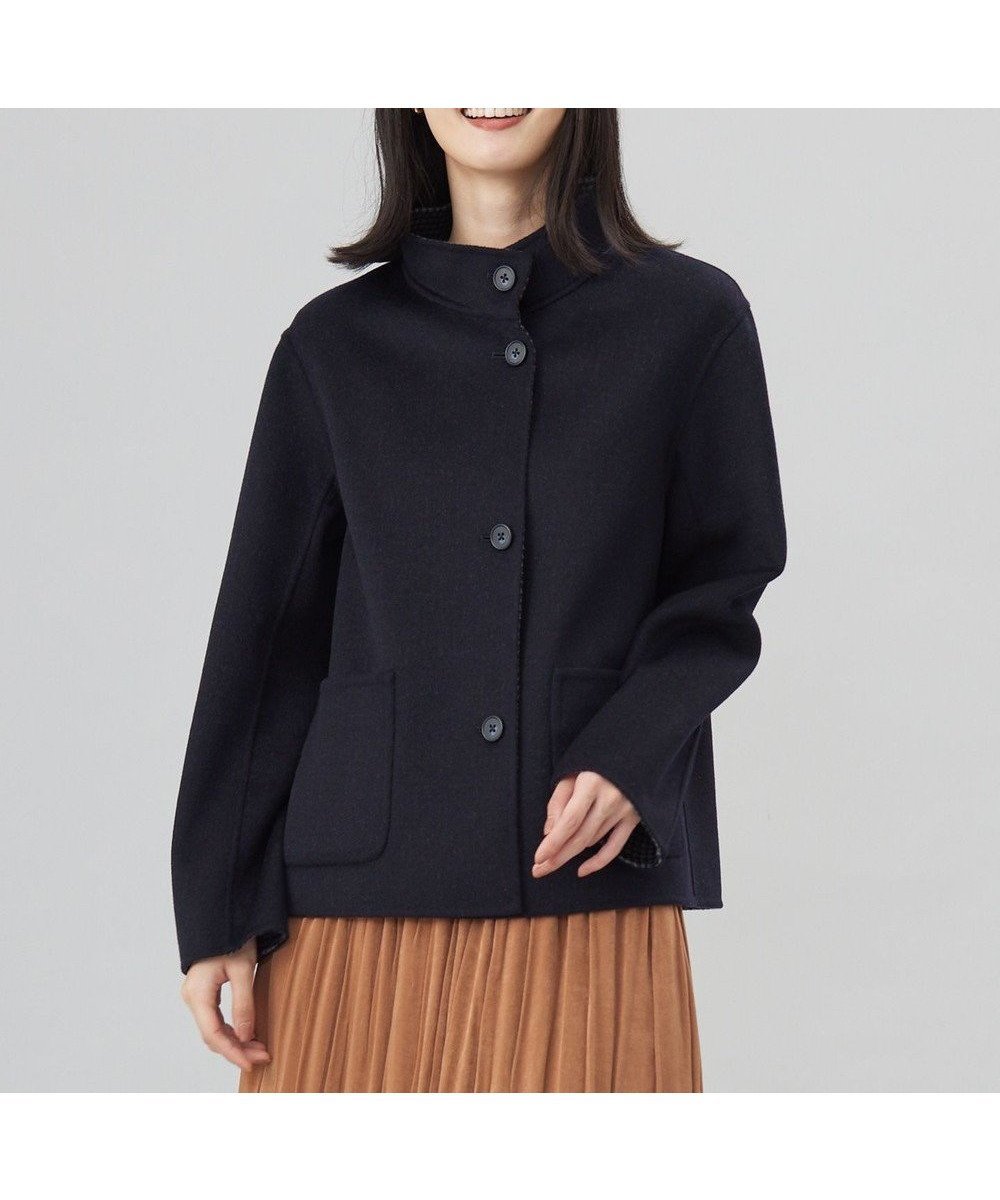 【ジェイ プレス/J.PRESS】の【リバーシブル】ウールナイロンリバーチェック スタンドカラー コート 人気、トレンドファッション・服の通販 founy(ファニー) 　ファッション　Fashion　レディースファッション　Fashion for Women　アウター　Coat / Outerwear Collection　コート・ロングコート・ピーコート　Long Coats, Peacoats & More　レディースジャケット・軽アウター　Jackets　インナー　Innerwear　ショート　Short, Short Length　ジャケット　Jacket, Outerwear　スタンド　Stand Collar, Upright Stand　ダウン　Down, Puffer　チェック　Check, Plaid, Tartan　バランス　Balance, Style Balance　フォルム　Silhouette, Form　ボトム　Bottoms, Lower Wear　防寒　Cold Protection, Winter-Ready　無地　Plain, Solid Color　リバーシブル　Reversible, Two-Sided　リラックス　Relax, Relaxed Fit　ロング　Long, Long-Length　A/W・秋冬　Autumn/Winter　エレガント 上品　Elegant　 other-1|ID: prp329100004649219 ipo3291000000033641284