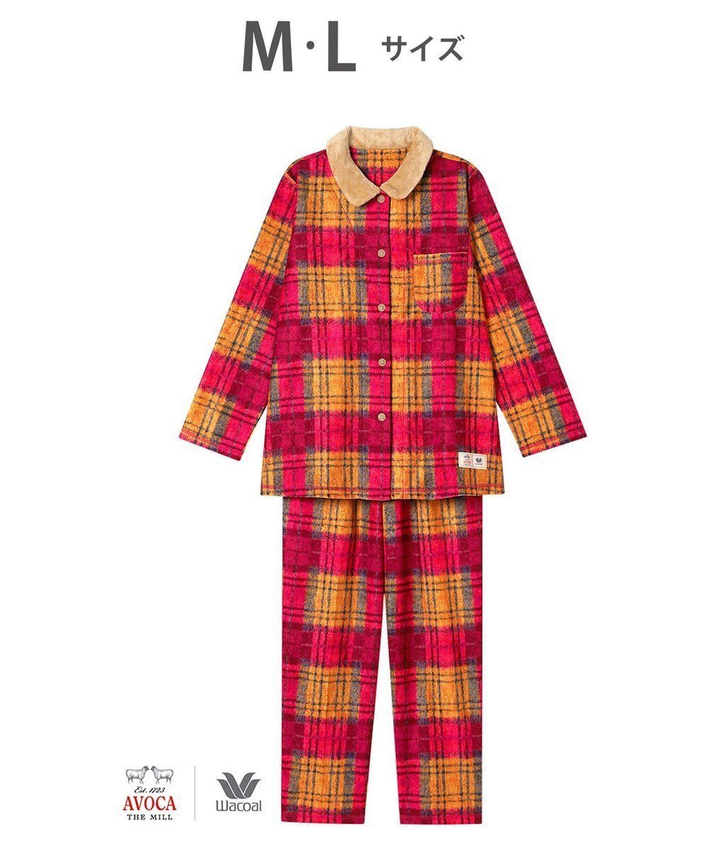【ワコール/WACOAL】のパジャマ 【AVOCA×ワコール】 長袖 長ズボン あったか レディース BDW748 /ワコール インテリア・キッズ・メンズ・レディースファッション・服の通販 founy(ファニー) 　ファッション　Fashion　レディースファッション　Fashion for Women　トップス・カットソー　Cut & Sew Tops　チェック　Check, Plaid, Tartan　パジャマ　Pajamas, Sleepwear　プリント　Print, Printed Pattern　ボトム　Bottoms, Lower Wear　長袖　Long Sleeve, Full Sleeve　ロマンピンク|ID: prp329100004649253 ipo3291000000033577988