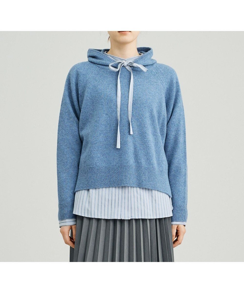 【ジェイプレスヨークストリート/J.PRESS YORK STREET】の【WOMEN】ウールカシミヤ フーディニット インテリア・キッズ・メンズ・レディースファッション・服の通販 founy(ファニー) 　ファッション　Fashion　レディースファッション　Fashion for Women　トップス・カットソー　Cut & Sew Tops　ニット　Knit Tops & Sweaters　おすすめ　Recommended / Our Picks　シンプル　Simple, Minimal　セーター　Sweater, Knitwear　パターン　Pattern, Design Print　フィット　Fit, Slim Fit　リラックス　Relax, Relaxed Fit　A/W・秋冬　Autumn/Winter　ダルブルー系|ID: prp329100004649256 ipo3291000000033578150