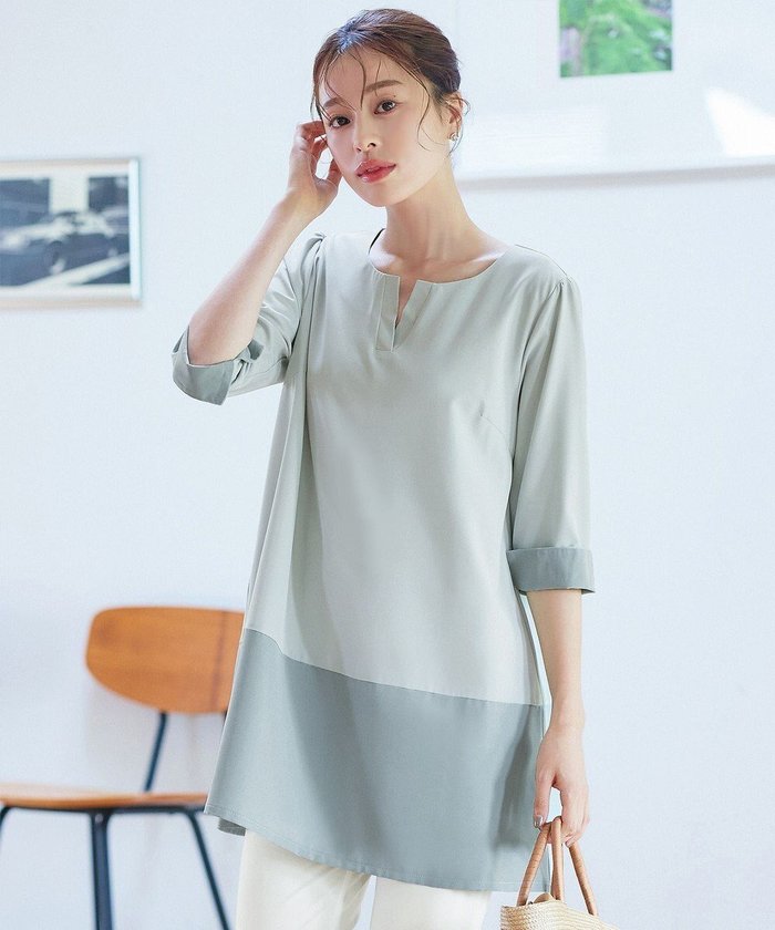 【ティアクラッセ/Tiaclasse】のバイカラーチュニック インテリア・キッズ・メンズ・レディースファッション・服の通販 founy(ファニー) https://founy.com/ ファッション Fashion レディースファッション Fashion for Women トップス・カットソー Cut & Sew Tops シャツ・ブラウス・オフィスカジュアル Elegant Blouses & Button-Ups アクセサリー Fashion Accessories 春 Spring 洗える Machine Washable 秋 Autumn カーディガン Cardigan, Knitwear 切替 Switching, Contrast Panel シンプル Simple, Minimal チュニック Tunic, Long Top 長袖 Long Sleeve, Full Sleeve バランス Balance, Style Balance ポケット Pocket, Pocket Detail S/S・春夏 SS, Spring/Summer, Warm Season 再入荷 Restock / Back in Stock 夏 Summer エレガント 上品 Elegant 新作・新入荷 New Arrivals / New In |ID: prp329100004649351 ipo3291000000035815480