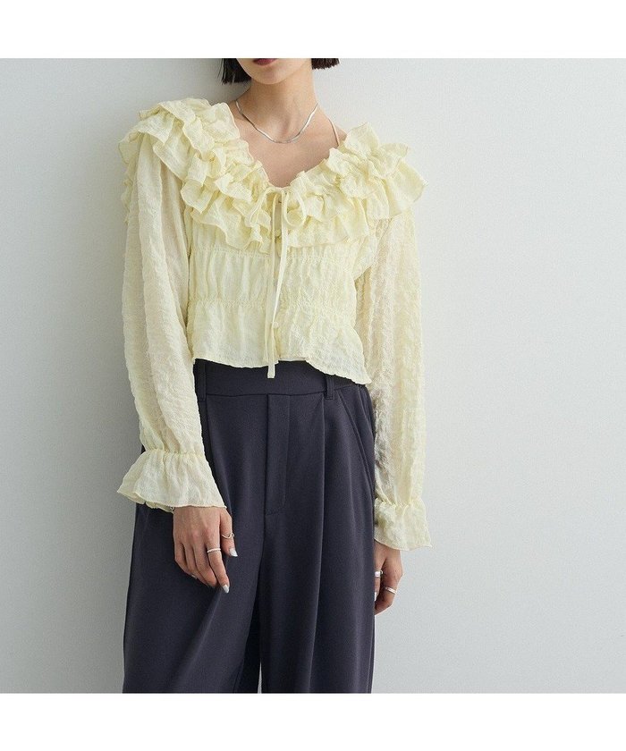 【グリーンパークス/Green Parks】の2WAYフリルブラウス インテリア・キッズ・メンズ・レディースファッション・服の通販 founy(ファニー) https://founy.com/ ファッション Fashion レディースファッション Fashion for Women トップス・カットソー Cut & Sew Tops シャツ・ブラウス・オフィスカジュアル Elegant Blouses & Button-Ups 新作・新入荷 New Arrivals / New In おすすめ Recommended / Our Picks シャーリング Shirring, Ruched ハイライズ High Rise, High Waist バランス Balance, Style Balance フェミニン Feminine, Girly フリル Frill, Ruffle ポケット Pocket, Pocket Detail リボン Ribbon, Bow A/W・秋冬 Autumn/Winter |ID: prp329100004649384 ipo3291000000033580835