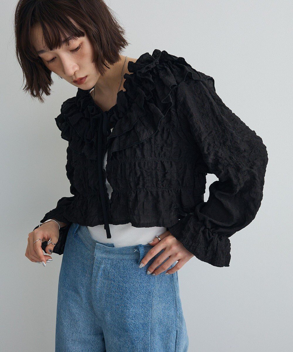 【グリーンパークス/Green Parks】の2WAYフリルブラウス インテリア・キッズ・メンズ・レディースファッション・服の通販 founy(ファニー) 　ファッション　Fashion　レディースファッション　Fashion for Women　トップス・カットソー　Cut & Sew Tops　シャツ・ブラウス・オフィスカジュアル　Elegant Blouses & Button-Ups　新作・新入荷　New Arrivals / New In　おすすめ　Recommended / Our Picks　シャーリング　Shirring, Ruched　ハイライズ　High Rise, High Waist　バランス　Balance, Style Balance　フェミニン　Feminine, Girly　フリル　Frill, Ruffle　ポケット　Pocket, Pocket Detail　リボン　Ribbon, Bow　A/W・秋冬　Autumn/Winter　Black|ID: prp329100004649384 ipo3291000000033580839