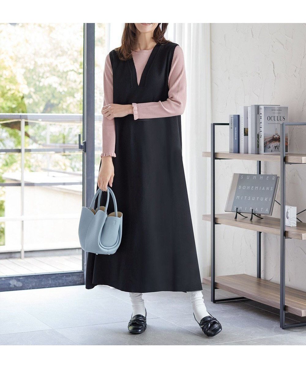【ティアクラッセ/Tiaclasse】の【洗える】スポンジニットジャンスカ インテリア・キッズ・メンズ・レディースファッション・服の通販 founy(ファニー) 　ファッション　Fashion　レディースファッション　Fashion for Women　ワンピース　Dresses　アクセサリー　Fashion Accessories　インナー　Innerwear　ウォッシャブル　Machine Washable　春　Spring　洗える　Machine Washable　秋　Autumn　カーディガン　Cardigan, Knitwear　シンプル　Simple, Minimal　チュニック　Tunic, Long Top　トレンド　Trend, Trending Now　フロント　Front, Front Design　ポケット　Pocket, Pocket Detail　マキシ　Maxi, Full Length　ロング　Long, Long-Length　楽ちん　Easy Fit, Comfortable　冬　Winter / This Winter　S/S・春夏　SS, Spring/Summer, Warm Season　再入荷　Restock / Back in Stock　新作・新入荷　New Arrivals / New In　夏　Summer　エレガント 上品　Elegant　ブラック|ID: prp329100004649388 ipo3291000000033580886