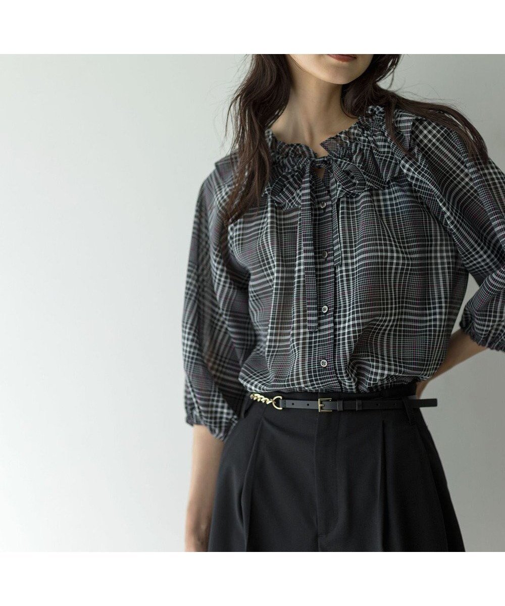 【組曲/KUMIKYOKU】のライトトロピカルロールネック ブラウス 人気、トレンドファッション・服の通販 founy(ファニー) ファッション Fashion レディースファッション Fashion for Women トップス・カットソー Cut & Sew Tops シャツ・ブラウス・オフィスカジュアル Elegant Blouses & Button-Ups ギャザー Gathered, Ruffled シアー Sheer, See-Through スタンド Stand Collar, Upright Stand チェック Check, Plaid, Tartan デニム Denim, Jeans Material フリル Frill, Ruffle 羽織 Haori, Light Jacket リボン Ribbon, Bow A/W・秋冬 Autumn/Winter おすすめ Recommended / Our Picks other-1|ID: prp329100004649397 ipo3291000000033818857