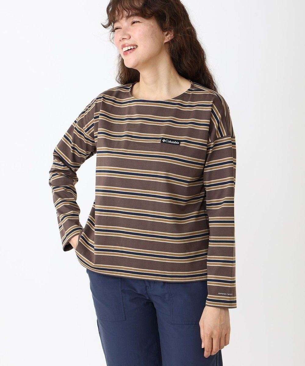 【コロンビア/Columbia】のColumbia/ ウィメンズクラウドアベニューロングスリーブTシャツ /コロンビア インテリア・キッズ・メンズ・レディースファッション・服の通販 founy(ファニー) 　ファッション　Fashion　レディースファッション　Fashion for Women　トップス・カットソー　Cut & Sew Tops　シャツ・ブラウス・オフィスカジュアル　Elegant Blouses & Button-Ups　ロングTシャツ・Tシャツ　Longline T-Shirts & Tees　カットソー・ベーシックTシャツ　Cut-and-Sewn Tops / Stretch Tees & Basics　新作・新入荷　New Arrivals / New In　アウトドア　Outdoor Clothing　カットソー　Cut and Sewn Top　コンパクト　Compact, Small Size　スリーブ　Sleeve, Long Sleeve / Short Sleeve　トレンド　Trend, Trending Now　バランス　Balance, Style Balance　フィット　Fit, Slim Fit　ボーダー　Border, Stripe　リラックス　Relax, Relaxed Fit　ロング　Long, Long-Length　人気　Popular, Best Seller　夏　Summer　S/S・春夏　SS, Spring/Summer, Warm Season　A/W・秋冬　Autumn/Winter　Bison Brown Border|ID: prp329100004649403 ipo3291000000033580980