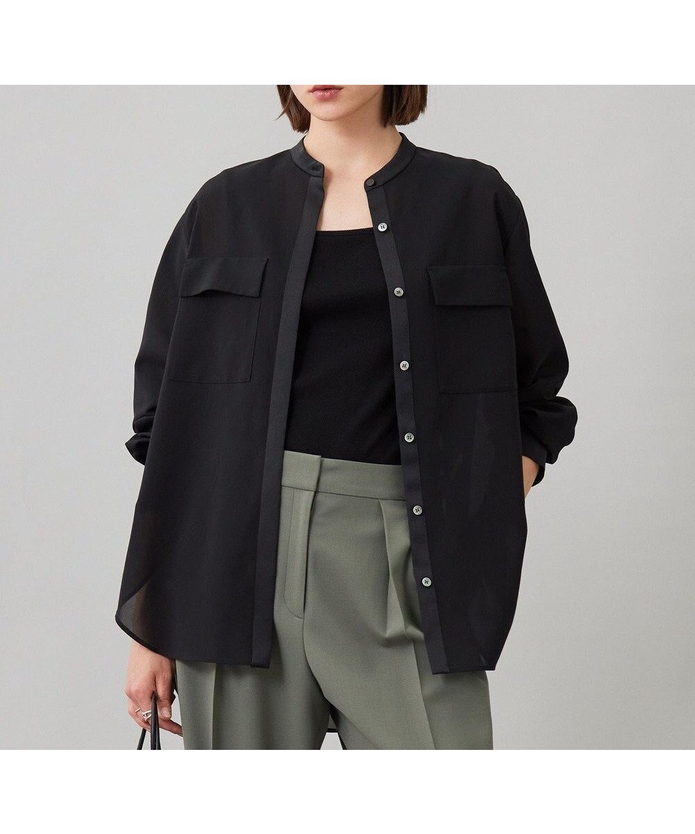 【アイシービー/iCB】の【洗える】シアーボイル バンドカラーシャツ インテリア・キッズ・メンズ・レディースファッション・服の通販 founy(ファニー) 　ファッション　Fashion　レディースファッション　Fashion for Women　トップス・カットソー　Cut & Sew Tops　シャツ・ブラウス・オフィスカジュアル　Elegant Blouses & Button-Ups　洗える　Machine Washable　シアー　Sheer, See-Through　トレンド　Trend, Trending Now　A/W・秋冬　Autumn/Winter　新作・新入荷　New Arrivals / New In　2025年　2025　2025-2026秋冬・A/W　Autumn/Winter 2025–26 AW25–26　ブラック系|ID: prp329100004649428 ipo3291000000033581169