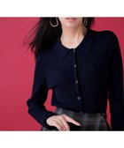 【エニィ スィス/any SiS】のCICA加工 襟デザイン ニット ネイビー|ID: prp329100004649430 ipo3291000000034159464