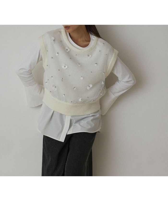 【グレース コンチネンタル/GRACE CONTINENTAL】のチュール刺繍ニットトップ インテリア・キッズ・メンズ・レディースファッション・服の通販 founy(ファニー) https://founy.com/ ファッション Fashion レディースファッション Fashion for Women トップス・カットソー Cut & Sew Tops ニット Knit Tops & Sweaters 新作・新入荷 New Arrivals / New In チュール Tulip, Tulip Motif 夏 Summer 春 Spring S/S・春夏 SS, Spring/Summer, Warm Season |ID: prp329100004649431 ipo3291000000033581202