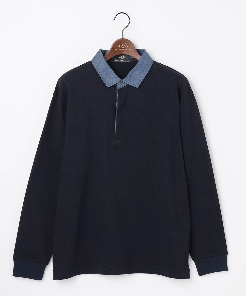 【ジョセフ アブード マウンテン/JOSEPH ABBOUD MOUNTAIN】の【テーム・ヤルヴィモチーフ】ラガーシャツ インテリア・キッズ・メンズ・レディースファッション・服の通販 founy(ファニー) 　ファッション　Fashion　レディースファッション　Fashion for Women　トップス・カットソー　Cut & Sew Tops　シャツ・ブラウス・オフィスカジュアル　Elegant Blouses & Button-Ups　ロングTシャツ・Tシャツ　Longline T-Shirts & Tees　カットソー・ベーシックTシャツ　Cut-and-Sewn Tops / Stretch Tees & Basics　カットソー　Cut and Sewn Top　クラシカル　Classical, Vintage-Inspired　切替　Switching, Contrast Panel　デニム　Denim, Jeans Material　長袖　Long Sleeve, Full Sleeve　プリント　Print, Printed Pattern　ボーダー　Border, Stripe　モダン　Modern, Contemporary　モチーフ　Motif, Design Theme　A/W・秋冬　Autumn/Winter　新作・新入荷　New Arrivals / New In　おすすめ　Recommended / Our Picks　エレガント 上品　Elegant　ネイビー系|ID: prp329100004649439 ipo3291000000033581275
