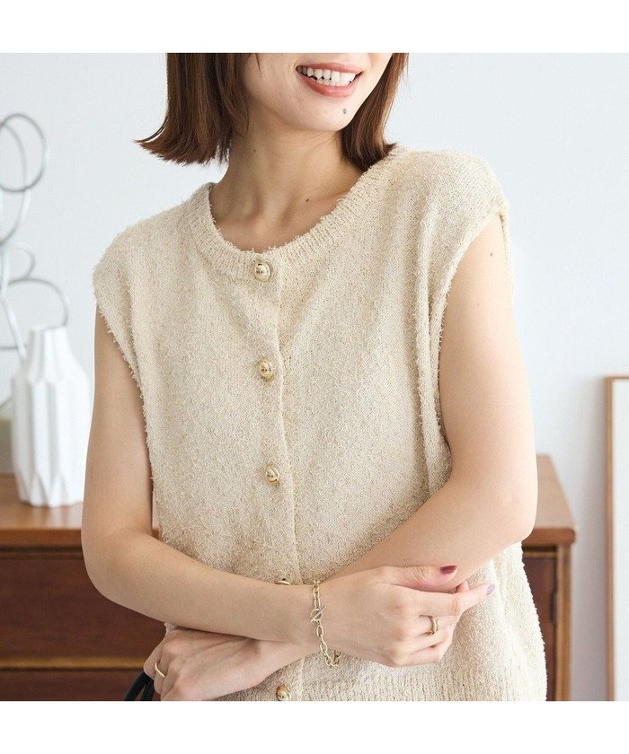 【グリーンパークス/Green Parks】のツィード風金釦ニットベスト インテリア・キッズ・メンズ・レディースファッション・服の通販 founy(ファニー) https://founy.com/ ファッション Fashion レディースファッション Fashion for Women アウター Coat / Outerwear Collection トップス・カットソー Cut & Sew Tops ニット Knit Tops & Sweaters ベスト&ジレ / 重ね着スタイル Vests & Gilets スラックス Slacks, Dress Pants ツイード／ツィード Choker, Choker Necklace デニム Denim, Jeans Material フォルム Silhouette, Form ベスト Vest, Waistcoat ポケット Pocket, Pocket Detail エレガント 上品 Elegant 夏 Summer S/S・春夏 SS, Spring/Summer, Warm Season A/W・秋冬 Autumn/Winter |ID: prp329100004649442 ipo3291000000035456678