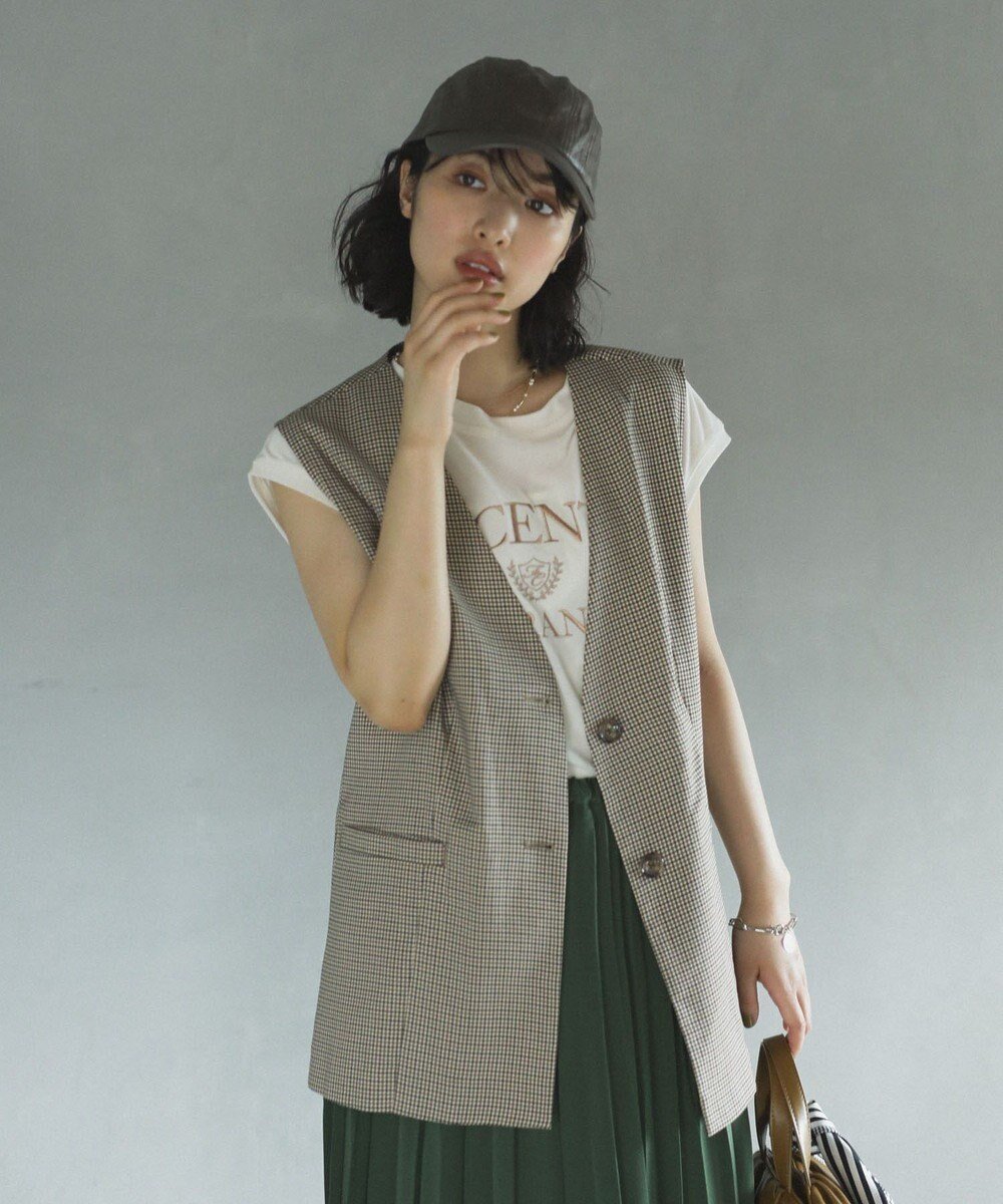 【グリーンパークス/Green Parks】のノースリーブチェックジレ インテリア・キッズ・メンズ・レディースファッション・服の通販 founy(ファニー) 　ファッション　Fashion　レディースファッション　Fashion for Women　アウター　Coat / Outerwear Collection　トップス・カットソー　Cut & Sew Tops　キャミソール&ノースリーブ　Camisoles & Sleeveless Tops　ベスト&ジレ / 重ね着スタイル　Vests & Gilets　おすすめ　Recommended / Our Picks　チェック　Check, Plaid, Tartan　バランス　Balance, Style Balance　ベスト　Vest, Waistcoat　ポケット　Pocket, Pocket Detail　マニッシュ　Mannish, Boyish　夏　Summer　S/S・春夏　SS, Spring/Summer, Warm Season　秋　Autumn　A/W・秋冬　Autumn/Winter　Brown|ID: prp329100004649451 ipo3291000000035648636