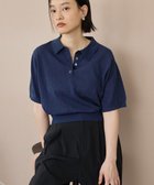 【アメリカンホリック/AMERICAN HOLIC】のブークレ半袖ニットトップス Navy|ID: prp329100004649459 ipo3291000000033581424
