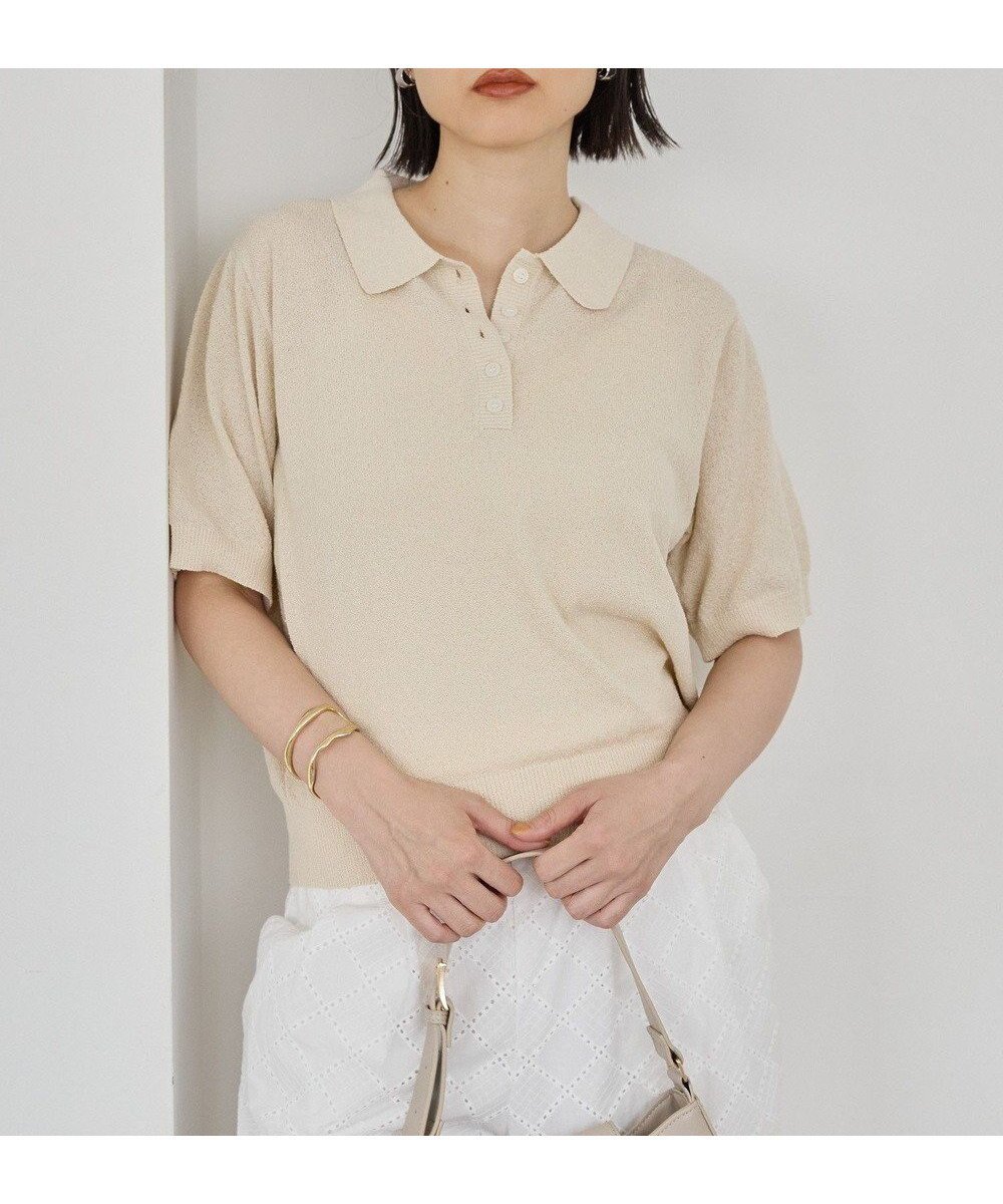 【アメリカンホリック/AMERICAN HOLIC】のブークレ半袖ニットトップス インテリア・キッズ・メンズ・レディースファッション・服の通販 founy(ファニー) 　ファッション　Fashion　レディースファッション　Fashion for Women　トップス・カットソー　Cut & Sew Tops　ニット　Knit Tops & Sweaters　新作・新入荷　New Arrivals / New In　おすすめ　Recommended / Our Picks　セーター　Sweater, Knitwear　ポケット　Pocket, Pocket Detail　半袖　Short Sleeve, Half Sleeve　夏　Summer　春　Spring　S/S・春夏　SS, Spring/Summer, Warm Season　Ecru|ID: prp329100004649459 ipo3291000000033581428