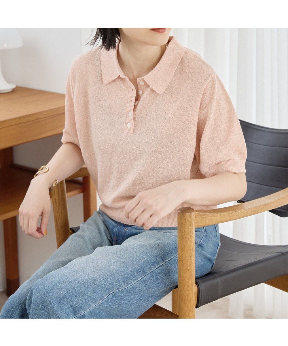 【アメリカンホリック/AMERICAN HOLIC】のブークレ半袖ニットトップス インテリア・キッズ・メンズ・レディースファッション・服の通販 founy(ファニー) 　ファッション　Fashion　レディースファッション　Fashion for Women　トップス・カットソー　Cut & Sew Tops　ニット　Knit Tops & Sweaters　新作・新入荷　New Arrivals / New In　おすすめ　Recommended / Our Picks　セーター　Sweater, Knitwear　ポケット　Pocket, Pocket Detail　半袖　Short Sleeve, Half Sleeve　夏　Summer　春　Spring　S/S・春夏　SS, Spring/Summer, Warm Season　Salmon Pink|ID: prp329100004649459 ipo3291000000033581430