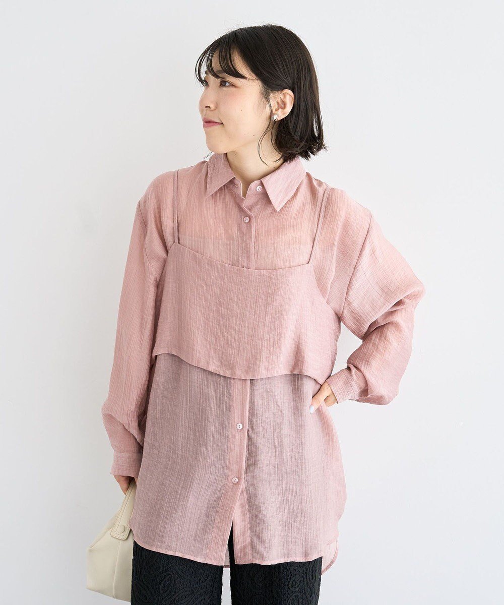 【グリーンパークス/Green Parks】のSET2点シアーシャツ+ビスチェ インテリア・キッズ・メンズ・レディースファッション・服の通販 founy(ファニー) 　ファッション　Fashion　レディースファッション　Fashion for Women　ワンピース　Dresses　チュニック　Tunic Tops & Dresses　新作・新入荷　New Arrivals / New In　シアー　Sheer, See-Through　チュニック　Tunic, Long Top　ビスチェ　Bustier, Corset Top　ヘムライン　Hemline, Bottom Cut　ポケット　Pocket, Pocket Detail　夏　Summer　S/S・春夏　SS, Spring/Summer, Warm Season　A/W・秋冬　Autumn/Winter　Pink|ID: prp329100004649468 ipo3291000000033581488