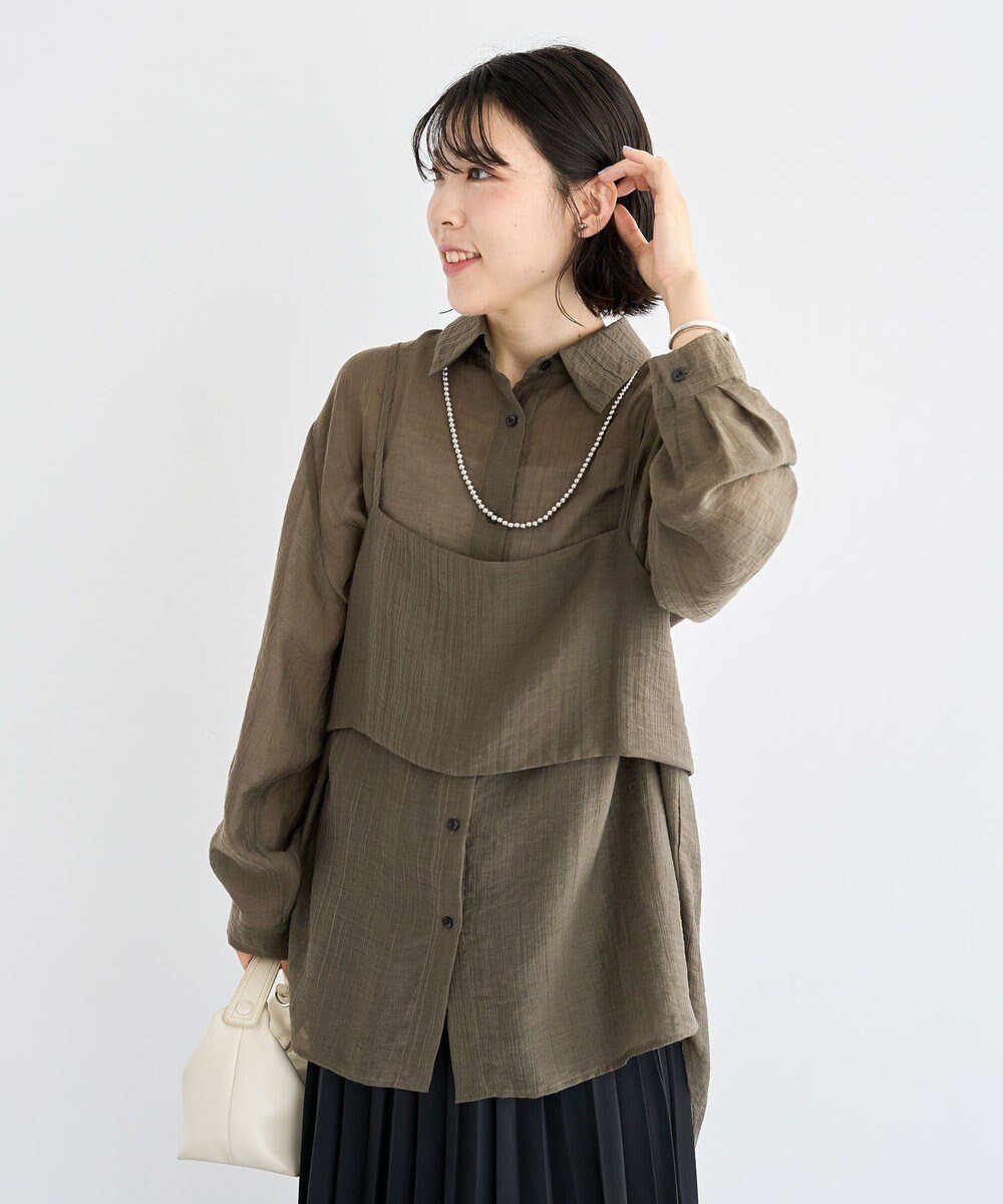 【グリーンパークス/Green Parks】のSET2点シアーシャツ+ビスチェ インテリア・キッズ・メンズ・レディースファッション・服の通販 founy(ファニー) 　ファッション　Fashion　レディースファッション　Fashion for Women　ワンピース　Dresses　チュニック　Tunic Tops & Dresses　新作・新入荷　New Arrivals / New In　シアー　Sheer, See-Through　チュニック　Tunic, Long Top　ビスチェ　Bustier, Corset Top　ヘムライン　Hemline, Bottom Cut　ポケット　Pocket, Pocket Detail　夏　Summer　S/S・春夏　SS, Spring/Summer, Warm Season　A/W・秋冬　Autumn/Winter　Brown|ID: prp329100004649468 ipo3291000000033581489