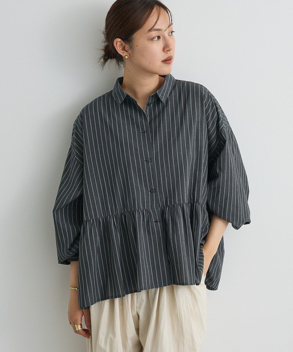 【クラフトスタンダードブティック/CRAFT STANDARD BOUTIQUE】のペプラム長袖ブラウス インテリア・キッズ・メンズ・レディースファッション・服の通販 founy(ファニー) 　ファッション　Fashion　レディースファッション　Fashion for Women　トップス・カットソー　Cut & Sew Tops　シャツ・ブラウス・オフィスカジュアル　Elegant Blouses & Button-Ups　ギャザー　Gathered, Ruffled　ストライプ　Stripe, Striped Pattern　スラックス　Slacks, Dress Pants　デニム　Denim, Jeans Material　長袖　Long Sleeve, Full Sleeve　ベーシック　Basic, Essential　ペプラム　Peplum, Flared Hem　ポケット　Pocket, Pocket Detail　ワイド　Wide, Wide Fit　A/W・秋冬　Autumn/Winter　S/S・春夏　SS, Spring/Summer, Warm Season　新作・新入荷　New Arrivals / New In　おすすめ　Recommended / Our Picks　夏　Summer　Stripe Black|ID: prp329100004649475 ipo3291000000033581535