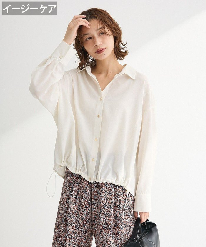 【グリーンパークス/Green Parks】の金ボタン裾ドロストシャツ インテリア・キッズ・メンズ・レディースファッション・服の通販 founy(ファニー) https://founy.com/ ファッション Fashion レディースファッション Fashion for Women トップス・カットソー Cut & Sew Tops シャツ・ブラウス・オフィスカジュアル Elegant Blouses & Button-Ups 新作・新入荷 New Arrivals / New In おすすめ Recommended / Our Picks フォルム Silhouette, Form ポケット Pocket, Pocket Detail ロング Long, Long-Length 夏 Summer S/S・春夏 SS, Spring/Summer, Warm Season A/W・秋冬 Autumn/Winter |ID: prp329100004649476 ipo3291000000033581550