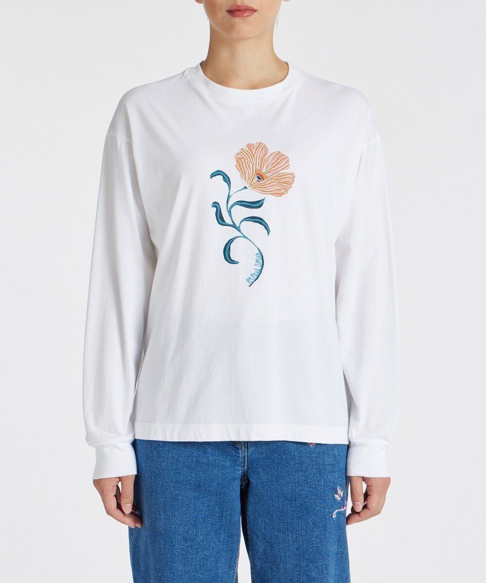 【ポール スミス/Paul Smith】のPS Poppies 長袖Tシャツ インテリア・キッズ・メンズ・レディースファッション・服の通販 founy(ファニー) 　ファッション　Fashion　レディースファッション　Fashion for Women　トップス・カットソー　Cut & Sew Tops　シャツ・ブラウス・オフィスカジュアル　Elegant Blouses & Button-Ups　ロングTシャツ・Tシャツ　Longline T-Shirts & Tees　カットソー・ベーシックTシャツ　Cut-and-Sewn Tops / Stretch Tees & Basics　おすすめ　Recommended / Our Picks　カットソー　Cut and Sewn Top　プリント　Print, Printed Pattern　ワンポイント　One Point, Statement Accent　ワーク　Workwear, Utility Style　夏　Summer　S/S・春夏　SS, Spring/Summer, Warm Season　A/W・秋冬　Autumn/Winter　長袖　Long Sleeve, Full Sleeve　ホワイト|ID: prp329100004649564 ipo3291000000033583439