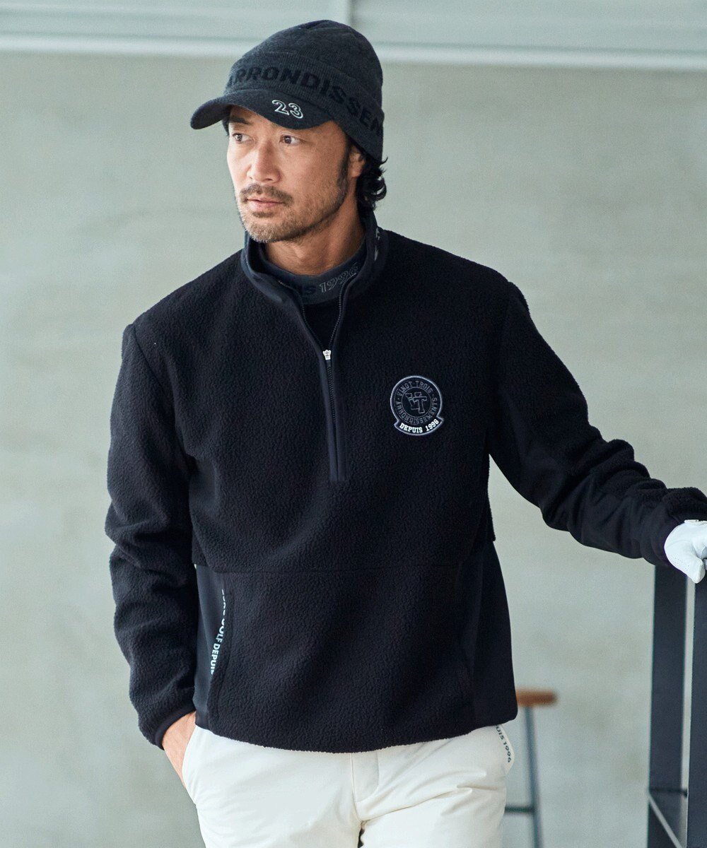 【23区 ゴルフ/23区GOLF / MEN】の【MEN】ボアフリースプルオーバー インテリア・キッズ・メンズ・レディースファッション・服の通販 founy(ファニー) 　ファッション　Fashion　メンズファッション　Fashion for Men　トップス・カットソー　Cut & Sew Tops　ゴルフ　Golf　スウェット / スエット　Sweatshirt, Sweatwear　ストレッチ　Stretch, Stretchy Fabric　A/W・秋冬　Autumn/Winter　ブラック系|ID: prp329100004649957 ipo3291000000033985271