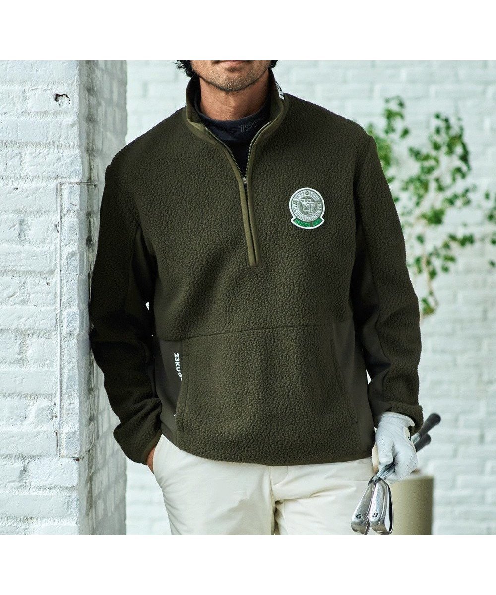 【23区 ゴルフ/23区GOLF / MEN】の【MEN】ボアフリースプルオーバー インテリア・キッズ・メンズ・レディースファッション・服の通販 founy(ファニー) 　ファッション　Fashion　メンズファッション　Fashion for Men　トップス・カットソー　Cut & Sew Tops　ゴルフ　Golf　スウェット / スエット　Sweatshirt, Sweatwear　ストレッチ　Stretch, Stretchy Fabric　A/W・秋冬　Autumn/Winter　カーキ系|ID: prp329100004649957 ipo3291000000033985272
