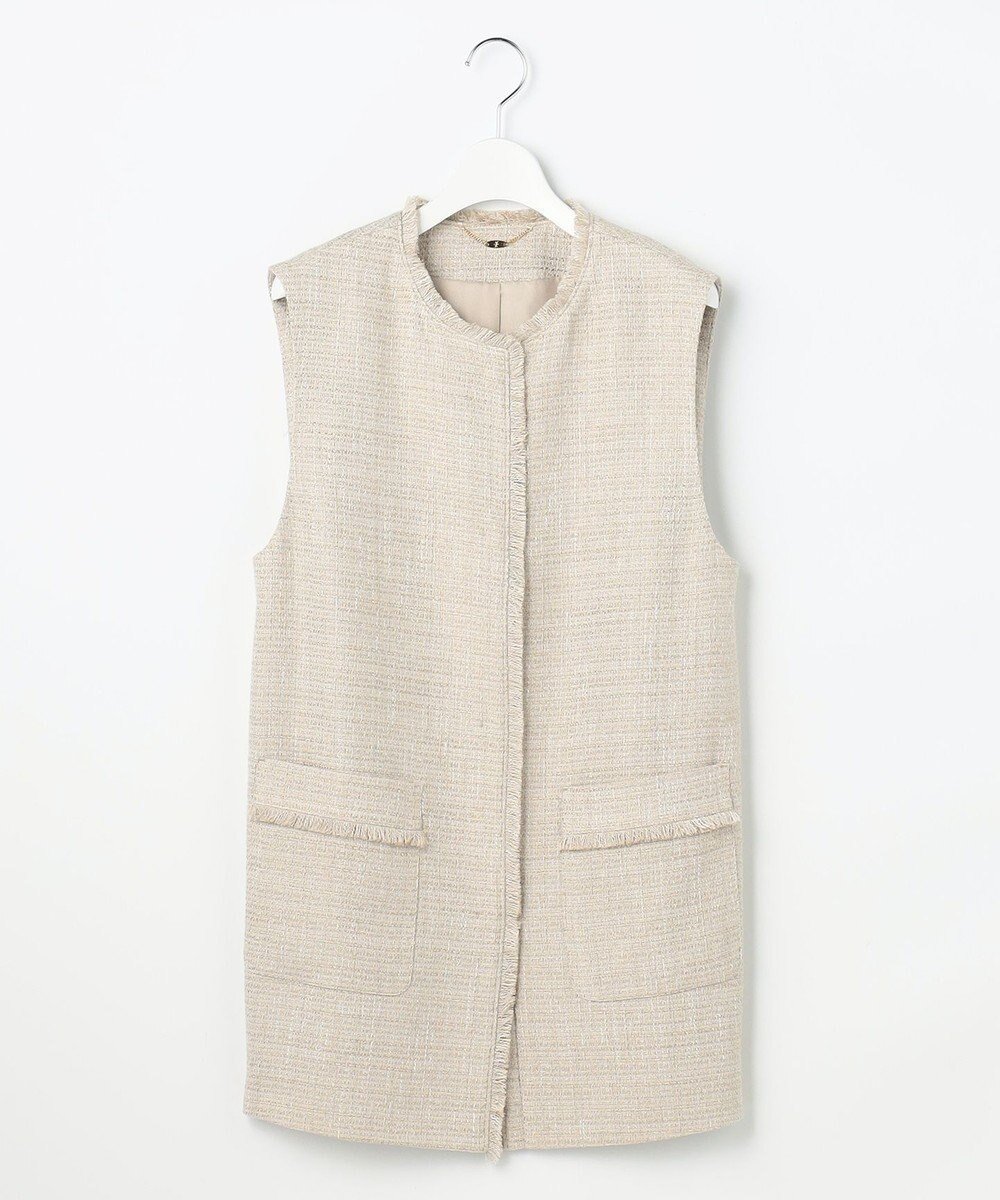 【自由区/JIYU-KU】の【セットアップ対応・洗える】ライトミックスツイード ジレ インテリア・キッズ・メンズ・レディースファッション・服の通販 founy(ファニー) 　ファッション　Fashion　レディースファッション　Fashion for Women　アウター　Coat / Outerwear Collection　トップス・カットソー　Cut & Sew Tops　ベスト&ジレ / 重ね着スタイル　Vests & Gilets　セットアップ　Matching Sets　レディーストップス・ブラウス　Tops & Blouses / Assorted Women's Tops　セットアップ　Set-Up, Coordinated Outfit　セレモニー　Ceremony　ツイード　Twill, Twill Weave　フリンジ　Fringe, Tassel　ベスト　Vest, Waistcoat　ボトム　Bottoms, Lower Wear　ミックス　Mix, Mixed Style　リラックス　Relax, Relaxed Fit　エレガント 上品　Elegant　夏　Summer　S/S・春夏　SS, Spring/Summer, Warm Season　洗える　Machine Washable　A/W・秋冬　Autumn/Winter　[新色]ベージュ|ID: prp329100004649960 ipo3291000000034566728