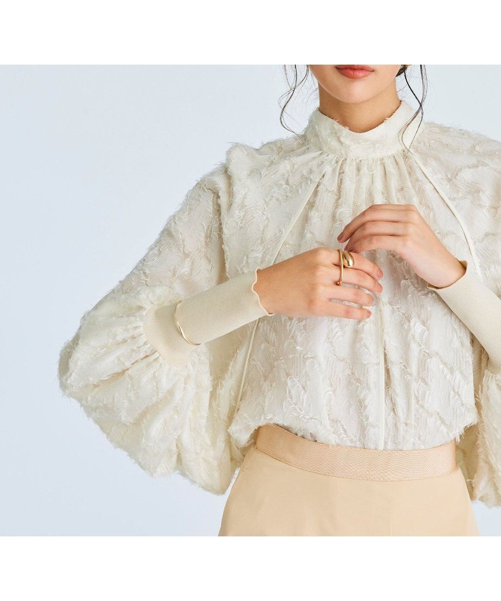 【ベイジ,/BEIGE,】のCAMILLE / ジャガードブラウス インテリア・キッズ・メンズ・レディースファッション・服の通販 founy(ファニー) 　ファッション　Fashion　レディースファッション　Fashion for Women　トップス・カットソー　Cut & Sew Tops　シャツ・ブラウス・オフィスカジュアル　Elegant Blouses & Button-Ups　エアリー　Airy Texture　オケージョン　Occasion Wear　ギャザー　Gathered, Ruffled　スリーブ　Sleeve, Long Sleeve / Short Sleeve　デニム　Denim, Jeans Material　ボトム　Bottoms, Lower Wear　レース　Lace, Lace Fabric　夏　Summer　S/S・春夏　SS, Spring/Summer, Warm Season　A/W・秋冬　Autumn/Winter　Ecru|ID: prp329100004649961 ipo3291000000033590858