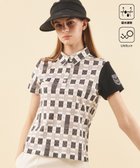 【23区 ゴルフ/NIJYUSANKU GOLF】の【WOMEN】【吸水速乾/UVカット】フィールドチェック柄ポロシャツ ブラック系3|ID: prp329100004649985 ipo3291000000033591234