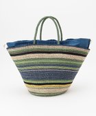 【オンワード クローゼットストア/ONWARD CROSSET STORE】の【VIOLAd ORO】MIRO アバカカラーボーダーバッグ L green×sax blue|ID: prp329100004649987 ipo3291000000033591403