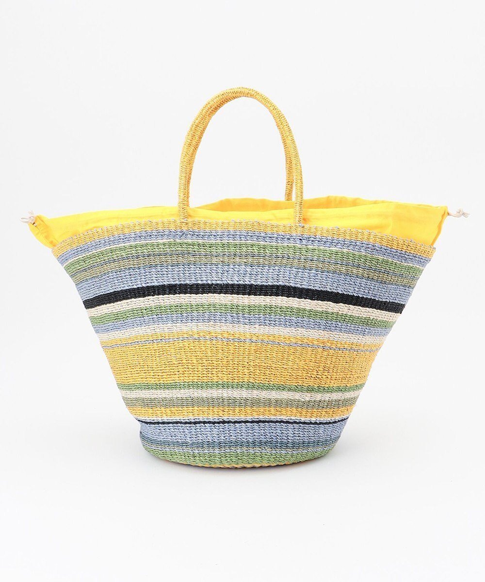 【ワード クロッセット セレクト/ONWARD CROSSET SELECT】の【VIOLAd ORO】MIRO アバカカラーボーダーバッグ L インテリア・キッズ・メンズ・レディースファッション・服の通販 founy(ファニー)  ファッション Fashion レディースファッション Fashion for Women イタリア Italy エスニック Ethnic Style 巾着 Drawstring Bag, Kinchaku ポケット Pocket, Pocket Detail ポーチ Pouch, Small Case 夏 Summer yellow×blue|ID: prp329100004649987 ipo3291000000034257679