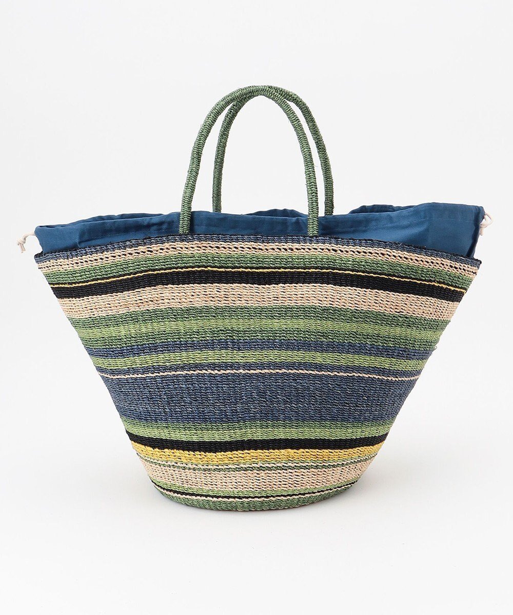 【ワード クロッセット セレクト/ONWARD CROSSET SELECT】の【VIOLAd ORO】MIRO アバカカラーボーダーバッグ L インテリア・キッズ・メンズ・レディースファッション・服の通販 founy(ファニー)  ファッション Fashion レディースファッション Fashion for Women イタリア Italy エスニック Ethnic Style 巾着 Drawstring Bag, Kinchaku ポケット Pocket, Pocket Detail ポーチ Pouch, Small Case 夏 Summer green×sax blue|ID: prp329100004649987 ipo3291000000034257682